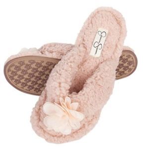 Jessica Simpson Women's Fluffy Plush Slide-On Sandal House Slippers with Memory